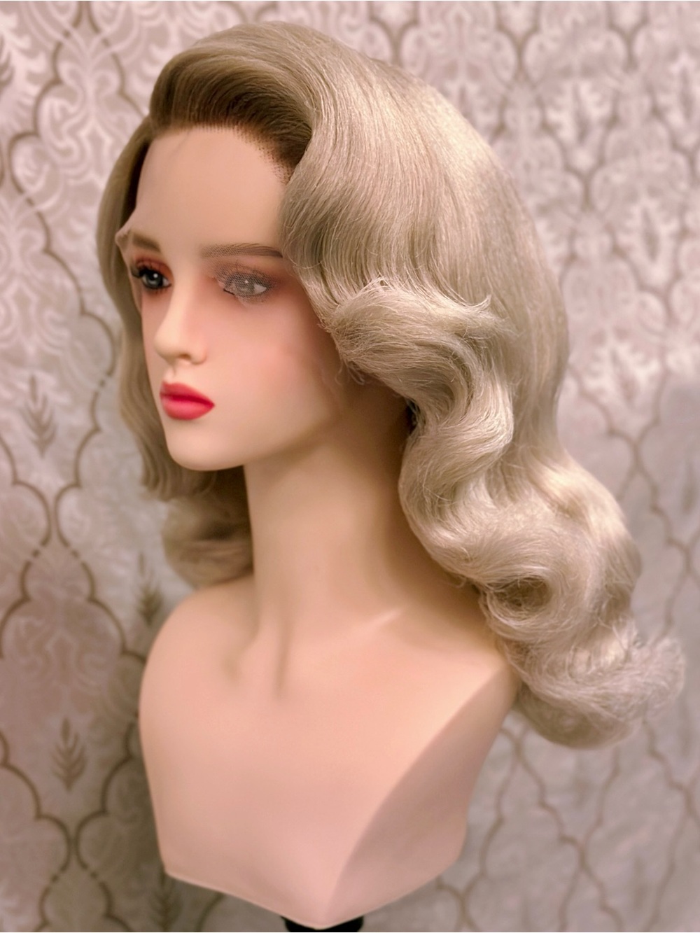 Darker Rooted Platinum Blonde Pinup Lacefront Wig - Picture 2 of 4